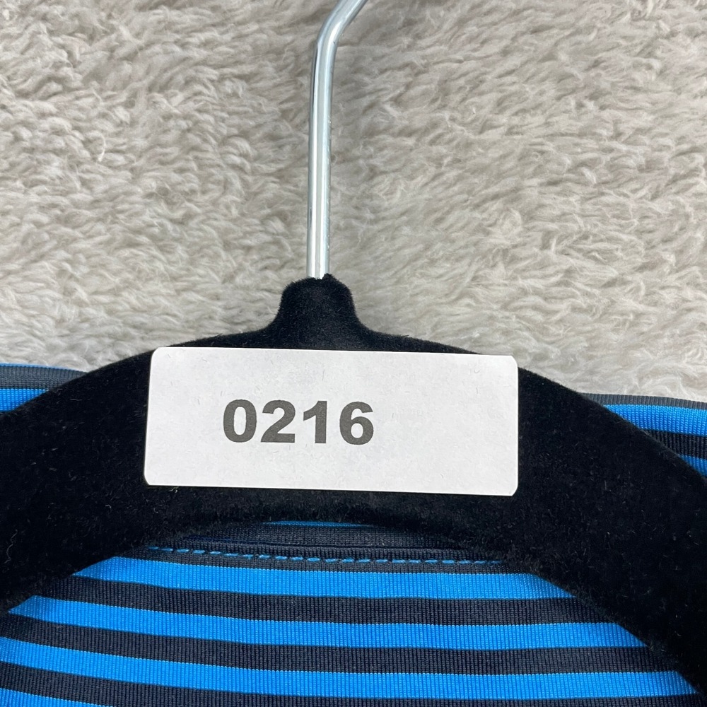 FJ Footjoy Polo Golf Shirt Mens M Blue Black Striped Performance Athletic Preppy - Picture 13 of 13